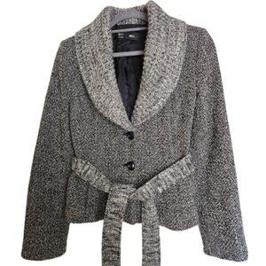 MNG (Mango) Grey Knit Belted Cardigan – US 4 – Elegant & Feminine